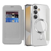 Husa pentru  Samsung Galaxy S24 FE EliteBook Executive Tip Carte cu Protectie RFID, Compatibilitate MagSafe si protectie lentile Transparent - Gri