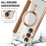 Husa pentru  Samsung Galaxy S24 FE EliteBook Executive Tip Carte cu Protectie RFID, Compatibilitate MagSafe si protectie lentile Transparent - Maro