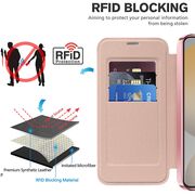 Husa pentru  Samsung Galaxy S24 FE EliteBook Executive Tip Carte cu Protectie RFID, Compatibilitate MagSafe si protectie lentile Transparent - Roz