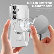 Husa pentru  Samsung Galaxy S25+ EliteBook Executive Tip Carte cu Protectie RFID, Compatibilitate MagSafe si protectie lentile Transparent - Argintiu