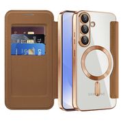 Husa pentru  Samsung Galaxy S25+ EliteBook Executive Tip Carte cu Protectie RFID, Compatibilitate MagSafe si protectie lentile Transparent - Maro