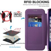 Husa pentru  Samsung Galaxy S25+ EliteBook Executive Tip Carte cu Protectie RFID, Compatibilitate MagSafe si protectie lentile Transparent - Mov