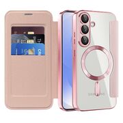 Husa pentru  Samsung Galaxy S25+ EliteBook Executive Tip Carte cu Protectie RFID, Compatibilitate MagSafe si protectie lentile Transparent - Roz