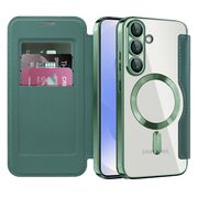 Husa pentru  Samsung Galaxy S25+ EliteBook Executive Tip Carte cu Protectie RFID, Compatibilitate MagSafe si protectie lentile Transparent - Verde
