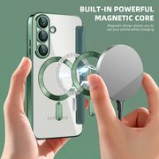 Husa pentru  Samsung Galaxy S25+ EliteBook Executive Tip Carte cu Protectie RFID, Compatibilitate MagSafe si protectie lentile Transparent - Verde