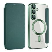 Husa pentru  Samsung Galaxy S25+ EliteBook Executive Tip Carte cu Protectie RFID, Compatibilitate MagSafe si protectie lentile Transparent - Verde