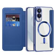 Husa pentru  Samsung Galaxy S25 Edge EliteBook Executive Tip Carte cu Protectie RFID, Compatibilitate MagSafe si protectie lentile Transparent - Albastru