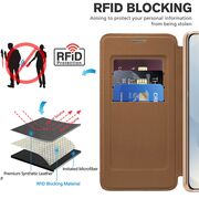 Husa pentru  Samsung Galaxy S25 Edge EliteBook Executive Tip Carte cu Protectie RFID, Compatibilitate MagSafe si protectie lentile Transparent - Maro