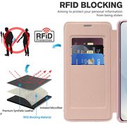 Husa pentru  Samsung Galaxy S25 Edge EliteBook Executive Tip Carte cu Protectie RFID, Compatibilitate MagSafe si protectie lentile Transparent - Roz