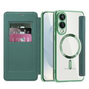 Husa pentru  Samsung Galaxy S25 Edge EliteBook Executive Tip Carte cu Protectie RFID, Compatibilitate MagSafe si protectie lentile Transparent - Verde