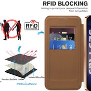 Husa pentru  Samsung Galaxy S25 EliteBook Executive Tip Carte cu Protectie RFID, Compatibilitate MagSafe si protectie lentile Transparent - Maro