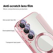 Husa pentru  Samsung Galaxy S25 EliteBook Executive Tip Carte cu Protectie RFID, Compatibilitate MagSafe si protectie lentile Transparent - Roz