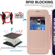 Husa pentru  Samsung Galaxy S25 EliteBook Executive Tip Carte cu Protectie RFID, Compatibilitate MagSafe si protectie lentile Transparent - Roz