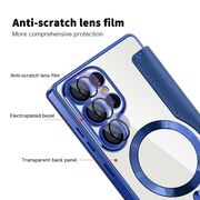 Husa pentru  Samsung Galaxy S25 Ultra MagFold Executive Tip Carte cu Protectie RFID, Compatibilitate MagSafe si protectie lentile transparent - Albastru