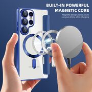 Husa pentru  Samsung Galaxy S25 Ultra MagFold Executive Tip Carte cu Protectie RFID, Compatibilitate MagSafe si protectie lentile transparent - Albastru