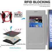 Husa pentru  Samsung Galaxy S25 Ultra MagFold Executive Tip Carte cu Protectie RFID, Compatibilitate MagSafe si protectie lentile transparent - Gri