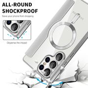 Husa pentru  Samsung Galaxy S25 Ultra MagFold Executive Tip Carte cu Protectie RFID, Compatibilitate MagSafe si protectie lentile transparent - Gri
