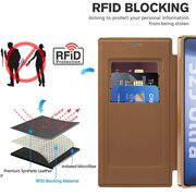 Husa pentru  Samsung Galaxy S25 Ultra MagFold Executive Tip Carte cu Protectie RFID, Compatibilitate MagSafe si protectie lentile transparent - Maro