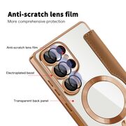 Husa pentru  Samsung Galaxy S25 Ultra MagFold Executive Tip Carte cu Protectie RFID, Compatibilitate MagSafe si protectie lentile transparent - Maro