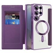 Husa pentru  Samsung Galaxy S25 Ultra MagFold Executive Tip Carte cu Protectie RFID, Compatibilitate MagSafe si protectie lentile transparent - Mov