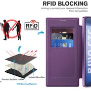 Husa pentru  Samsung Galaxy S25 Ultra MagFold Executive Tip Carte cu Protectie RFID, Compatibilitate MagSafe si protectie lentile transparent - Mov
