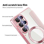 Husa pentru  Samsung Galaxy S25 Ultra MagFold Executive Tip Carte cu Protectie RFID, Compatibilitate MagSafe si protectie lentile transparent - Roz