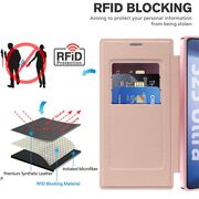 Husa pentru  Samsung Galaxy S25 Ultra MagFold Executive Tip Carte cu Protectie RFID, Compatibilitate MagSafe si protectie lentile transparent - Roz
