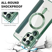 Husa pentru  Samsung Galaxy S25 Ultra MagFold Executive Tip Carte cu Protectie RFID, Compatibilitate MagSafe si protectie lentile transparent - Verde