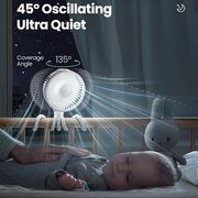 Ventilator portabil cu tripod flexibil octopus, reglabil 360 grade, 3 viteze, diametru 11 cm, reincarcabil, alb