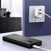 Acumulator Extern 2x USB, Type-C, Lightning, Micro-USB, Fast Charging, 22.5W, 20000mAh + Cablu Type-C- Baseus Adaman - Negru