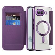 Husa pentru  Google Pixel 9A EliteBook Executive Tip Carte cu Protectie RFID, Compatibilitate MagSafe si protectie lentile Transparent - Mov