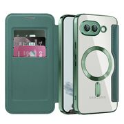 Husa pentru  Google Pixel 9A EliteBook Executive Tip Carte cu Protectie RFID, Compatibilitate MagSafe si protectie lentile Transparent - Verde