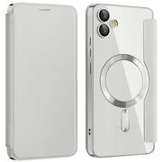 Husa pentru  Samsung Galaxy A05 EliteBook Executive Tip Carte cu Protectie RFID, Compatibilitate MagSafe si protectie lentile Transparent - Argintiu