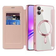 Husa pentru  Samsung Galaxy A05 EliteBook Executive Tip Carte cu Protectie RFID, Compatibilitate MagSafe si protectie lentile Transparent - Roz