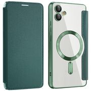 Husa pentru  Samsung Galaxy A05 EliteBook Executive Tip Carte cu Protectie RFID, Compatibilitate MagSafe si protectie lentile Transparent - Verde