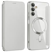 Husa pentru  Samsung Galaxy A05s EliteBook Executive Tip Carte cu Protectie RFID, Compatibilitate MagSafe si protectie lentile Transparent - Argintiu