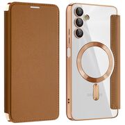 Husa pentru  Samsung Galaxy A05s EliteBook Executive Tip Carte cu Protectie RFID, Compatibilitate MagSafe si protectie lentile Transparent - Maro