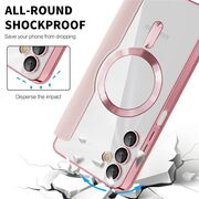 Husa pentru  Samsung Galaxy A05s EliteBook Executive Tip Carte cu Protectie RFID, Compatibilitate MagSafe si protectie lentile Transparent - Roz