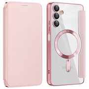 Husa pentru  Samsung Galaxy A05s EliteBook Executive Tip Carte cu Protectie RFID, Compatibilitate MagSafe si protectie lentile Transparent - Roz
