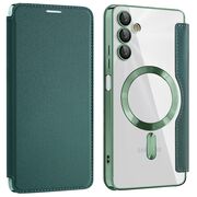 Husa pentru  Samsung Galaxy A05s EliteBook Executive Tip Carte cu Protectie RFID, Compatibilitate MagSafe si protectie lentile Transparent - Verde