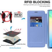 Husa pentru  Samsung Galaxy A06 EliteBook Executive Tip Carte cu Protectie RFID, Compatibilitate MagSafe si protectie lentile Transparent - Albastru deschis
