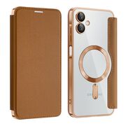 Husa pentru  Samsung Galaxy A06 EliteBook Executive Tip Carte cu Protectie RFID, Compatibilitate MagSafe si protectie lentile Transparent - Maro