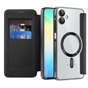 Husa pentru  Samsung Galaxy A06 EliteBook Executive Tip Carte cu Protectie RFID, Compatibilitate MagSafe si protectie lentile Transparent - Negru