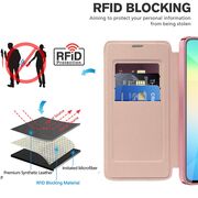 Husa pentru  Samsung Galaxy A06 EliteBook Executive Tip Carte cu Protectie RFID, Compatibilitate MagSafe si protectie lentile Transparent - Roz