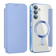 Husa pentru  Samsung Galaxy A15 EliteBook Executive Tip Carte cu Protectie RFID, Compatibilitate MagSafe si protectie lentile Transparent - Albastru deschis