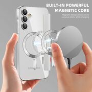 Husa pentru  Samsung Galaxy A15 EliteBook Executive Tip Carte cu Protectie RFID, Compatibilitate MagSafe si protectie lentile Transparent - Argintiu