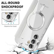 Husa pentru  Samsung Galaxy A15 EliteBook Executive Tip Carte cu Protectie RFID, Compatibilitate MagSafe si protectie lentile Transparent - Argintiu