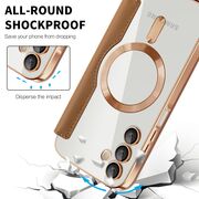 Husa pentru  Samsung Galaxy A15 EliteBook Executive Tip Carte cu Protectie RFID, Compatibilitate MagSafe si protectie lentile Transparent - Maro