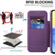 Husa pentru  Samsung Galaxy A15 EliteBook Executive Tip Carte cu Protectie RFID, Compatibilitate MagSafe si protectie lentile Transparent - Mov
