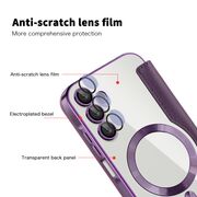 Husa pentru  Samsung Galaxy A15 EliteBook Executive Tip Carte cu Protectie RFID, Compatibilitate MagSafe si protectie lentile Transparent - Mov